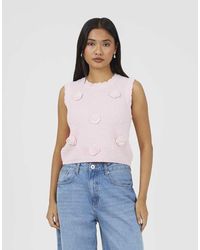 Brave Soul - Knitted Crew Neck Tank With Crochet Shells - Lyst