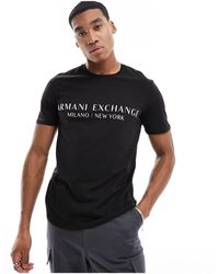 Armani Exchange - Camiseta negra con logo lineal - Lyst