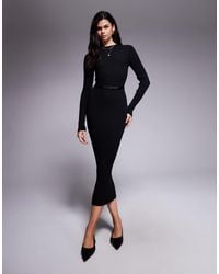 River Island - Crew Neck Knitted Midi Dress - Lyst