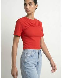 HYPEDROP - Top A Maniche Corte Color Papavero Intenso - Lyst