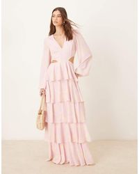 Pretty Lavish - Cut-out Ruffle Maxi Dress - Lyst