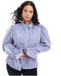 ASOS - Asos Design Curve Volume Sleeved Soft Shirt With Ruffle Cuff - Lyst