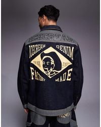 ICECREAM - Giacca Trucker Di Jeans Indaco Con Pannello A Contrasto A Righe Hickory - Lyst