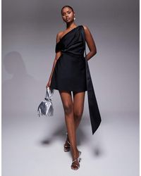 ASOS - Satin Scarf Detail Fallen Shoulder Playsuit - Lyst