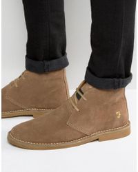Men's Farah Famous 3-Eyelet Brown Suede Chukka Boots UK Size 9 EU 43 Desert