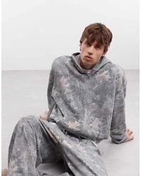 ASOS - Co-Ord Oversized Boxy Washed Camo Zip Through Hoodie - Lyst
