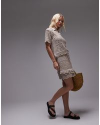 TOPSHOP - Minifalda De Punto Efecto Croché De (Parte De Un Conjunto)-Blanco - Lyst