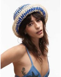 & Other Stories - Sombrero Azul Y Beis De Croché De Paja De - Lyst