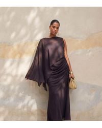 ASOS - Asos Design Curve Draped Batwing Asymmetric One Sleeve Maxi Dress - Lyst