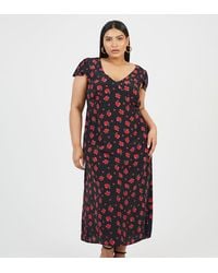 Brave Soul - Curve Flutter Sleeve Floral Midi Dress - Lyst