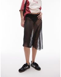 TOPSHOP - Sheer Dobby Mesh Panelled 90s Length Skirt - Lyst