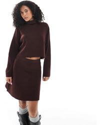 ONLY - Pull d'ensemble en maille à col roulé - bordeaux - Lyst