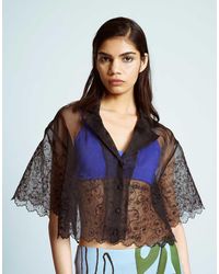 TOPSHOP - Camicia Corta Nera - Lyst
