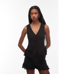 ASOS - Co-ord Waistcoat With Contrast Mesh Ruffle Detail - Lyst