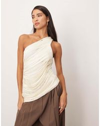 ARRANGE - Draped Fringe One Shoulder Top - Lyst
