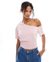 ASOS - Slouchy Off Shoulder Cupro Top With Cinched Waist - Lyst