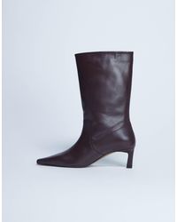 TOPSHOP - Tiggy - bottes à talon hauteur mollet en cuir véritable - Lyst