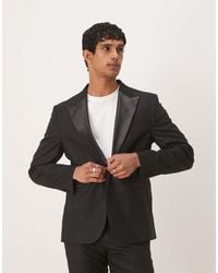 ASOS - Linen Blend Slim Tuxedo Suit Jacket - Lyst
