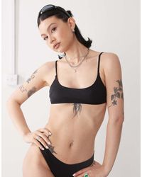 Monki - Mix And Match Scoop Neck Bikini Top With Tie Back - Lyst