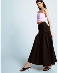 TOPSHOP - Jupe évasée en popeline à taille tombante incurvée - Lyst