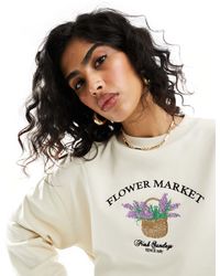 ASOS - Oversized Sweatshirt With Embroidered Flower Market Graphic - Lyst