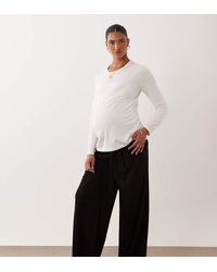 Mama.licious - Mamalicious Maternity Tie Waist Wide Leg Jersey Pants - Lyst