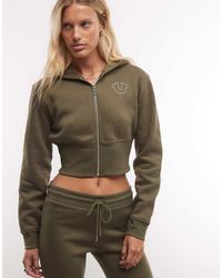 TRUE RELIGION - Studded Zip Up Cropped Hoodie Co-ord - Lyst