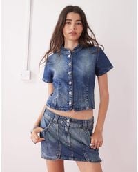 Collusion - Festival Denim Mini Skirt Co Ord With Pocket Details - Lyst