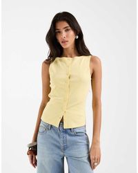 ASOS - Button Down Boat Neck Top - Lyst