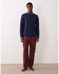 Polo Ralph Lauren - Logo Long Sleeve Top And Check Flannel Pyjama Trousers Set - Lyst