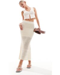 Vila - Crochet Maxi Skirt - Lyst