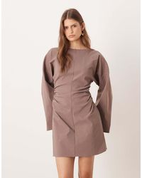 ASOS - Bengaline Flared Sleeve Open Back Mini Dress - Lyst