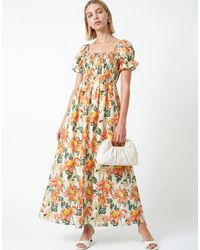 Lovedrobe - Floral Print Short Sleeve Shirred Midaxi Dress - Lyst