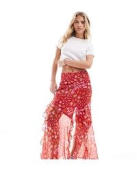 ASOS - Asos Design Petite Chiffon Ruffle Maxi Skirt - Lyst