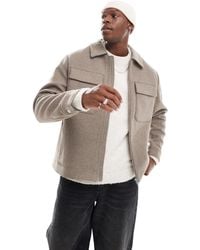 Jack & Jones - Wool Mix Cropped Jacket With Pockets - Lyst