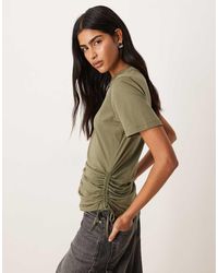 ASOS - Ruched Detail Tie Side Short Sleeve Crew Neck Tee - Lyst