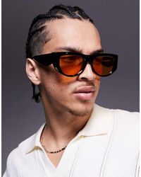 ASOS - Chunky Sunglasses With Frame And Amber Lens - Lyst