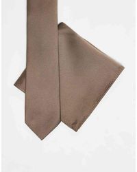 ASOS - Satin Tie With Pocket Square - Lyst