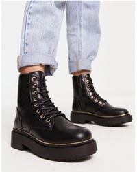 New Look - Flat Chunky Lace Up Boot - Lyst
