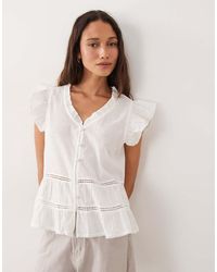 Jdy - Camicia Senza Maniche Bianca Con Scollo A V E Volant - Lyst