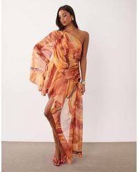 ASOS - One Shoulder Asymmetric Chiffon Mini Dress - Lyst