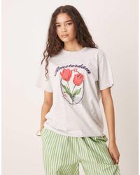 ASOS - T-Shirt Vestibilità Classica Color Ghiaccio Mélange Con Grafica Di Tulipani E Scritta Amsterdam - Lyst