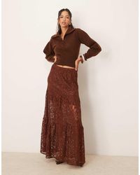 ASOS - Kanten Maxi-Rok Met Stroken - Lyst