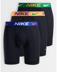 Nike - Essential Micro 3 Pack Long Boxer Briefs With Blue/orange/green Waistbands - Lyst