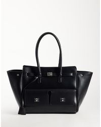 Gina Tricot - Large Faux Leather Tote Bag With Utility Details - Lyst