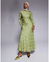 ASOS - – hochgeschlossenes maxikleid aus satin - Lyst
