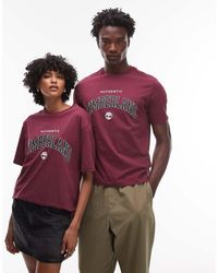 Timberland - Camiseta Extragrande Con Logo Grande Universitario En El Pecho De Authentic-Rojo - Lyst