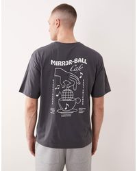 Only & Sons - T-shirt oversize avec imprimé café et inscription mirror-ball au dos - anthracite - Lyst