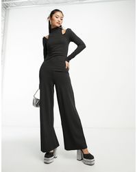 EDITED - Wide Leg Jumpsuit With Shoulder Cut Outs - Lyst