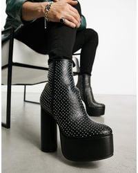 ASOS - Platform Heeled Chelsea Boots With Stud Detail - Lyst